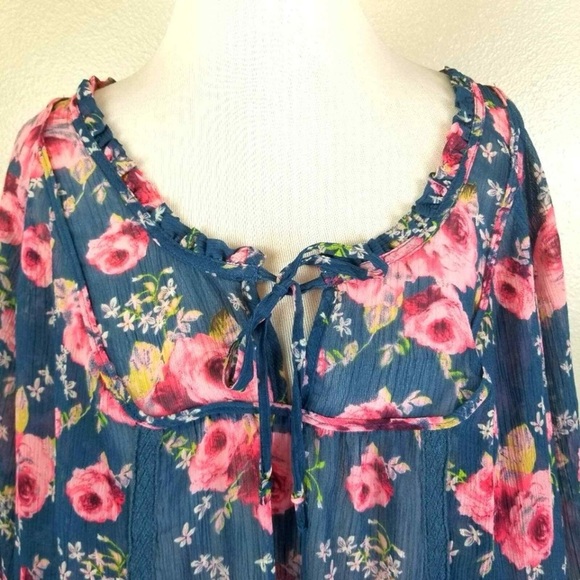 Decree Floral Blouse with Blue and Pink Huesos vintage - Picture 8 of 8